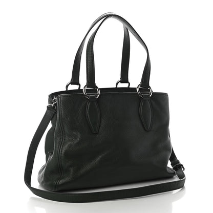 Miu Miu Goatskin Madras Zip Tote Green 3 of 9