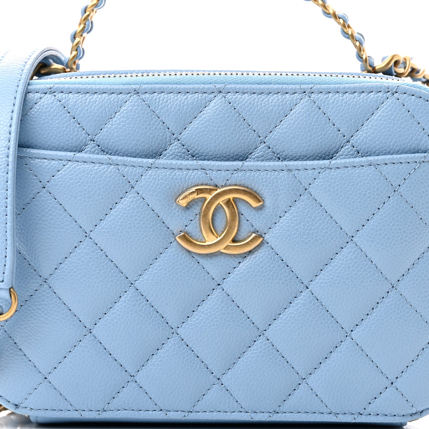 Caviar Quilted Small Pick Me Up Vanity Case Light Blue