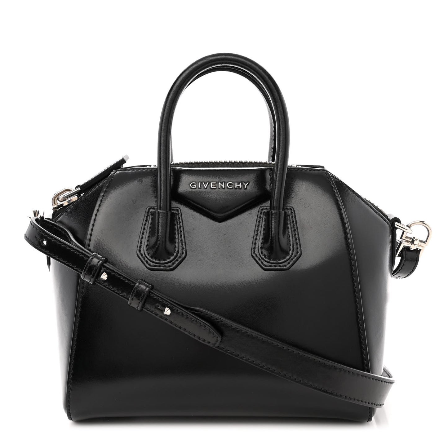 Shiny Lord Calfskin Mini Antigona Black