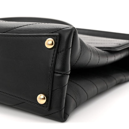 Chanel Calfskin Chevron Stitched Medium Coco Flap Bag Black 10 of 11