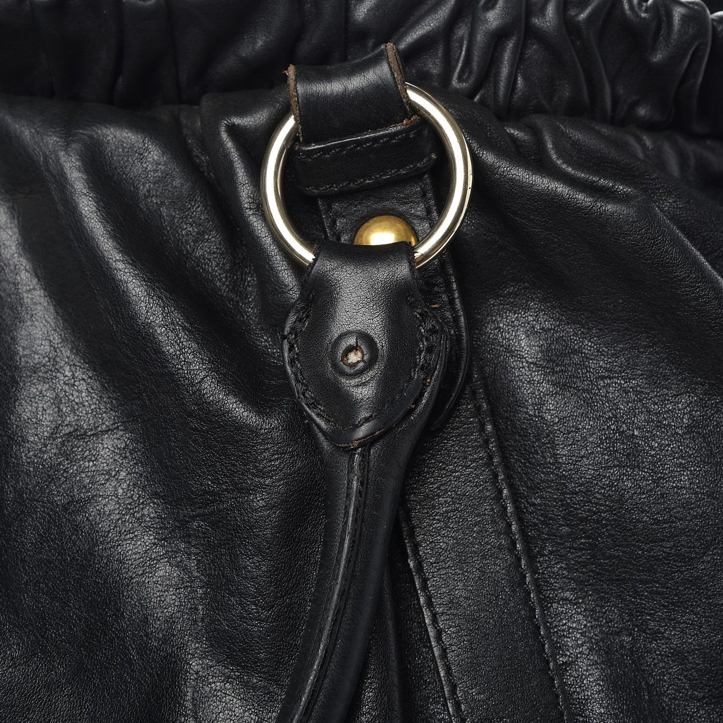 Vitello Lux Gathered Tote Black