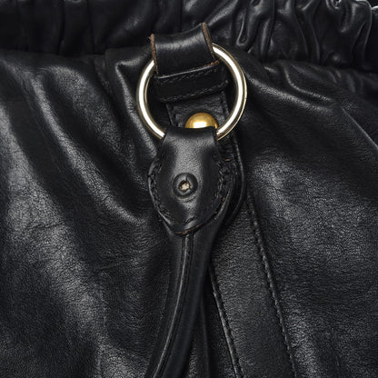 Miu Miu Vitello Lux Gathered Tote Black 15 of 16