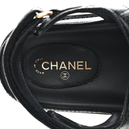 Chanel Grained Calfskin Velcro Dad Sandals 38.5 Black 7 of 8