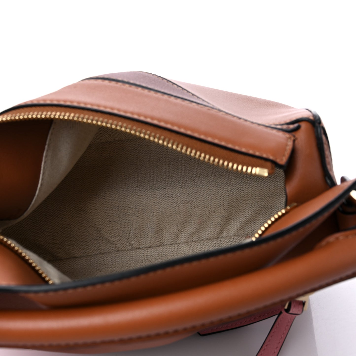 Calfskin Small Puzzle Bag Tan Medium Pink