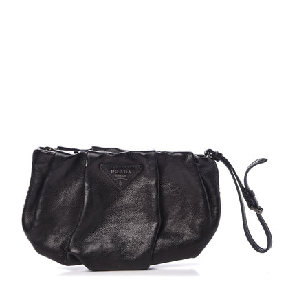 Prada Nappa Mordore Wristlet Clutch Black 1 of 9