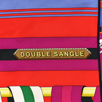 Hermes Silk Double Sangle Scarf 90 Rouge Bougainvillea 5 of 6