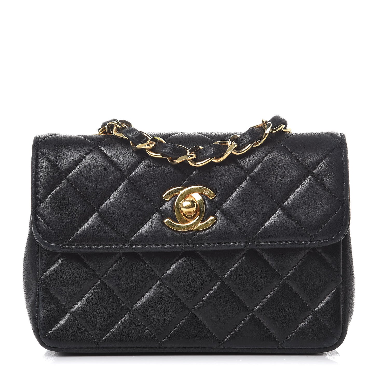 Lambskin Quilted Extra Mini Flap Black