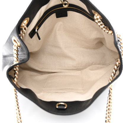 Gucci Pebbled Calfskin Medium Soho Chain Shoulder Bag Black 5 of 10