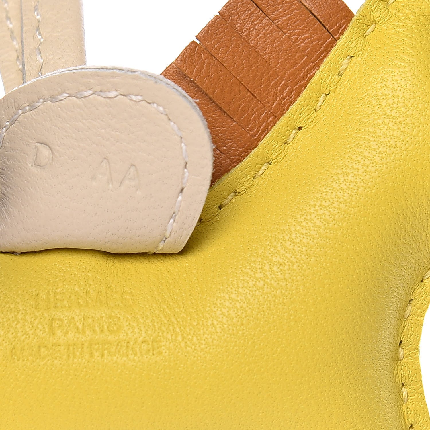 Hermes Milo Lambskin Grigri Rodeo Horse Bag Charm PM Lime Sesame Craie 3 of 3
