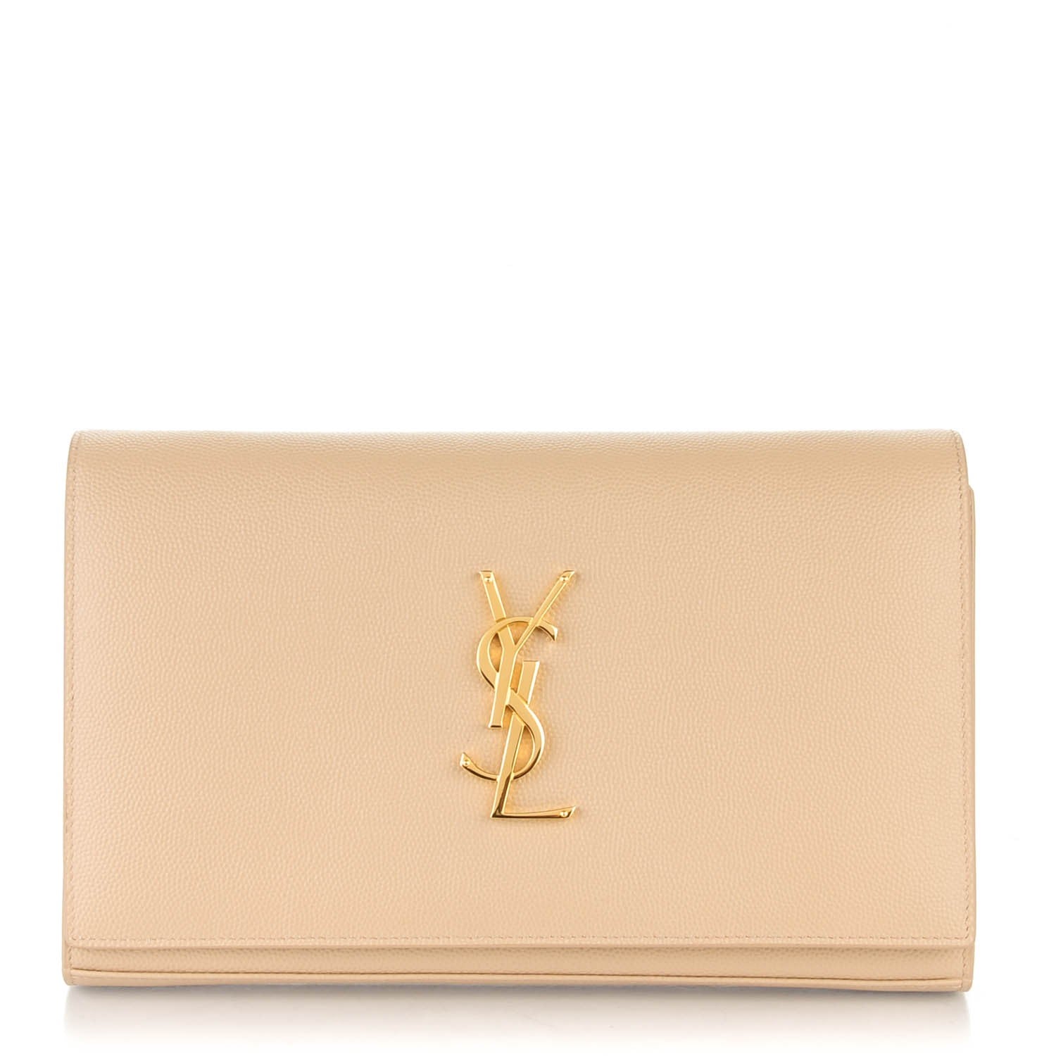 Saint Laurent Grain De Poudre Monogram Chain Wallet Dark Beige 1 of 7