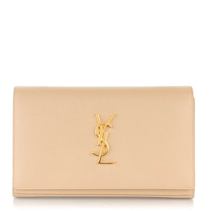 Saint Laurent Grain De Poudre Monogram Chain Wallet Dark Beige 1 of 7