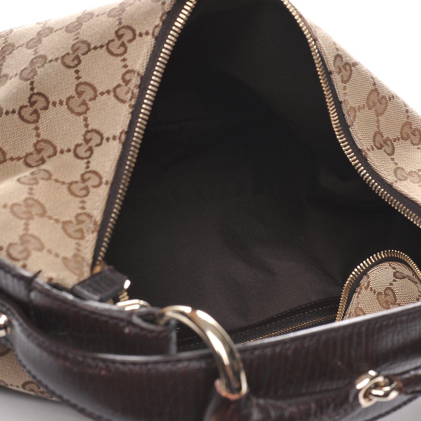 Monogram Medium Horsebit Chain Hobo Dark Brown