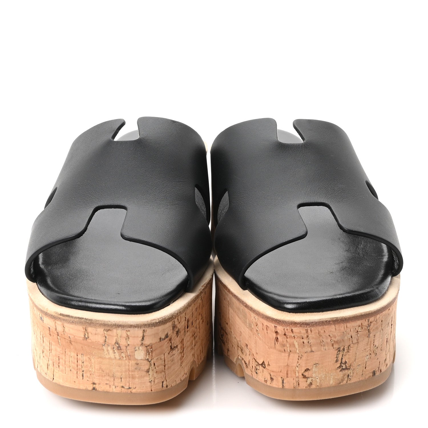 Hermes Calfskin Cork Eze 30 Sandals 38 Black 3 of 10
