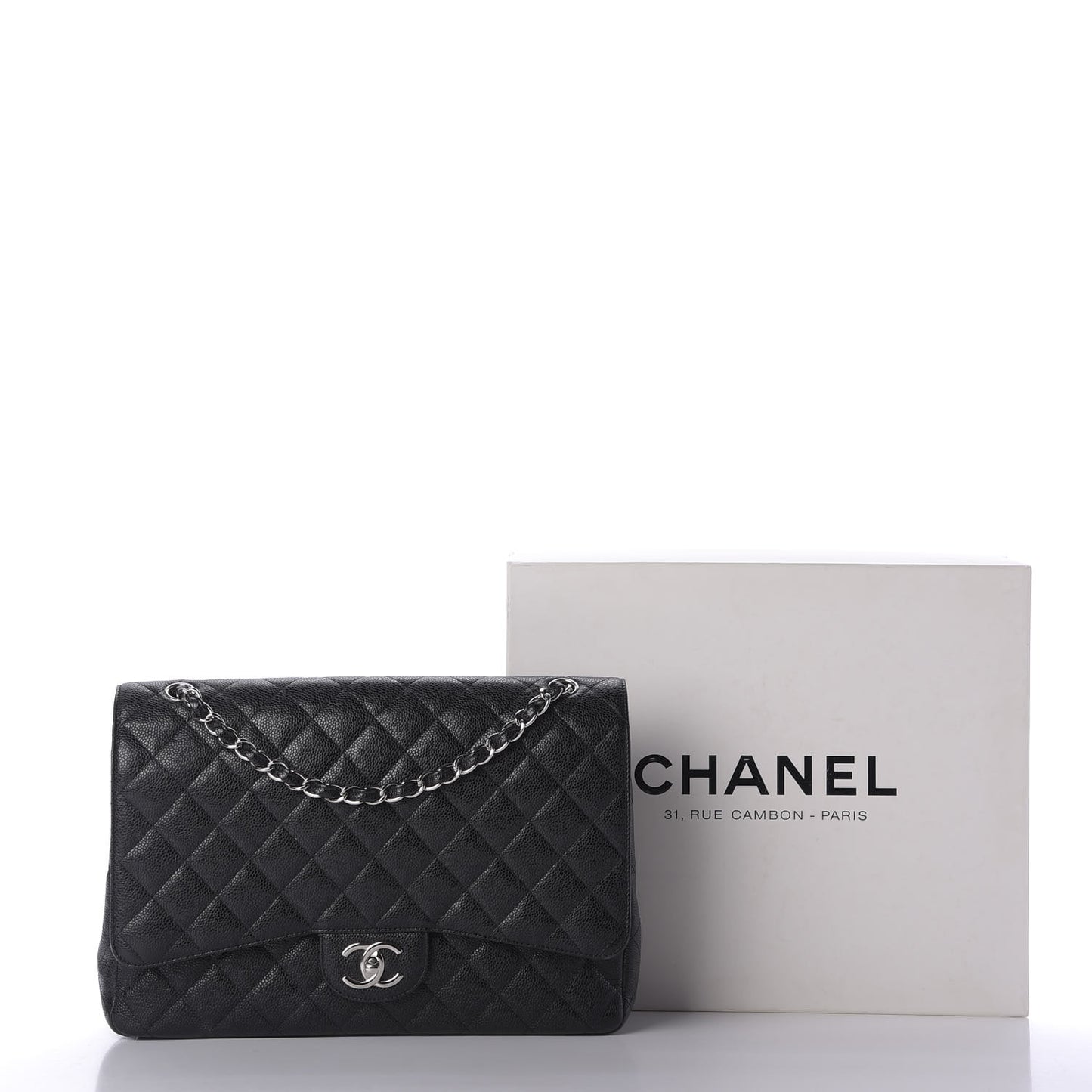 Caviar Quilted Maxi Double Flap Black