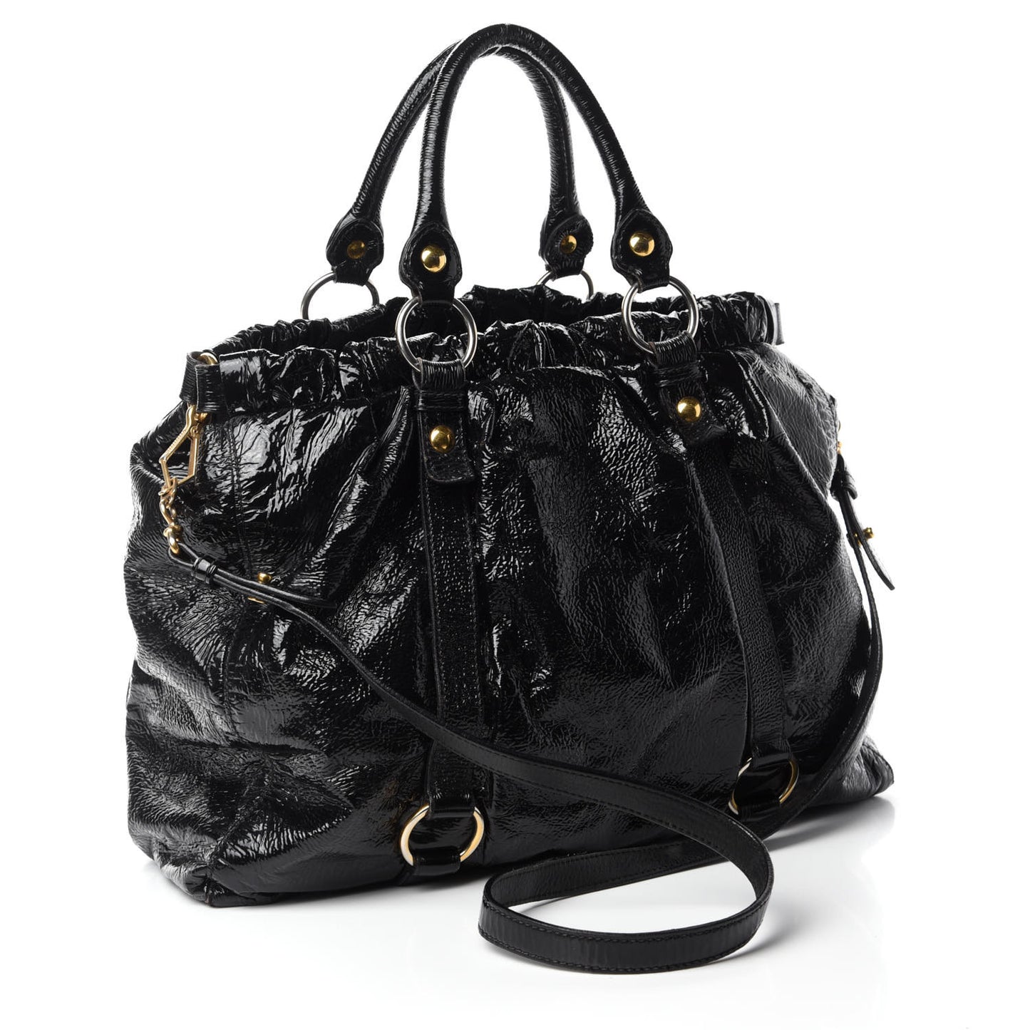 Vernice Gathered Tote Black