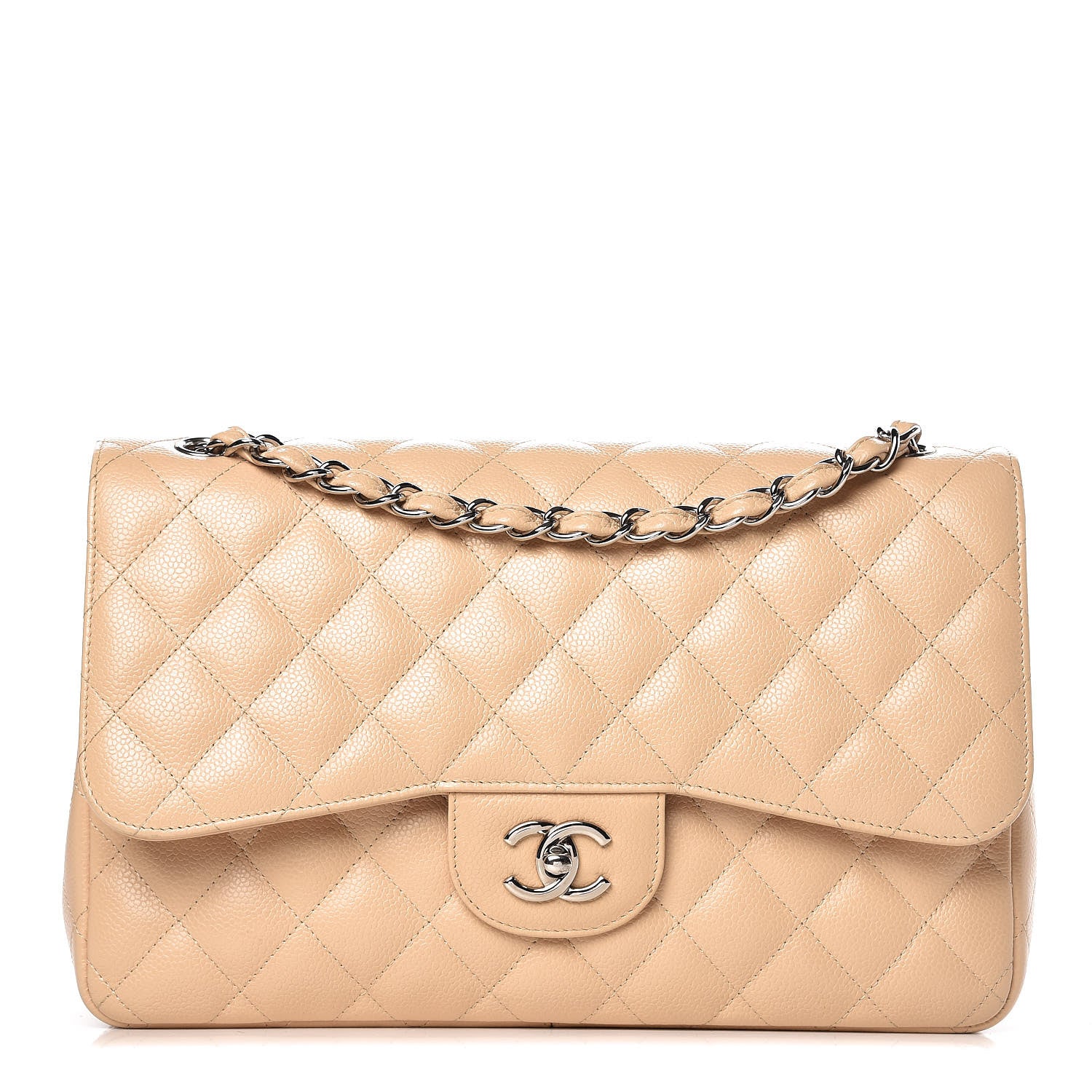 Chanel Caviar Quilted Jumbo Double Flap Light Beige 1 of 8