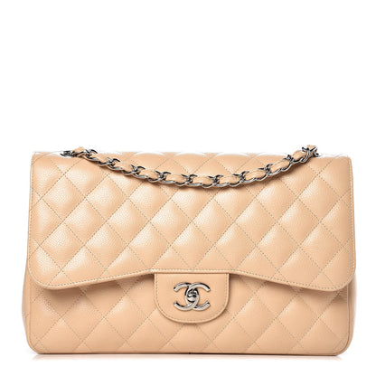 Chanel Caviar Quilted Jumbo Double Flap Light Beige 1 of 8