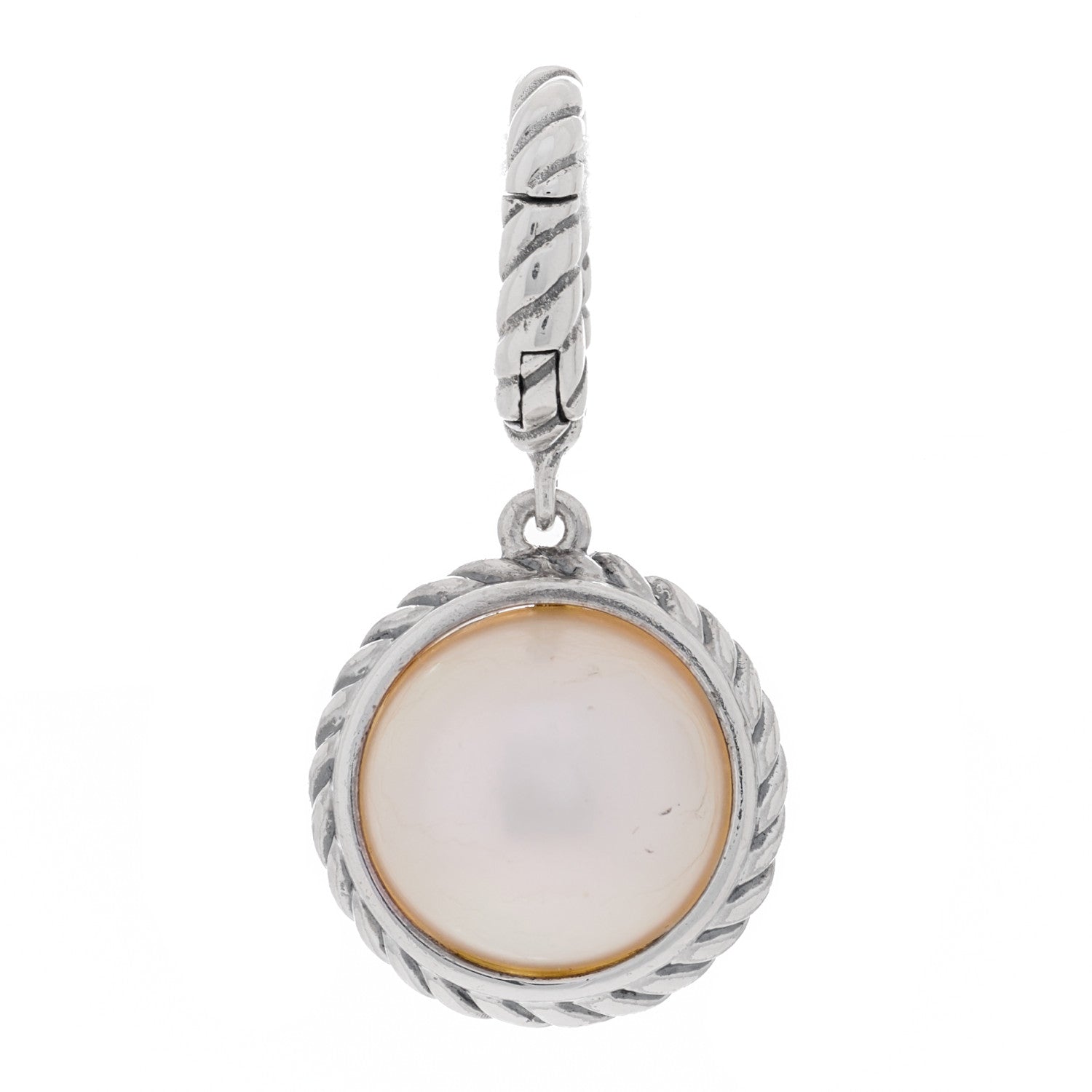 David Yurman Sterling Silver Pearl Cable Enhancer Pendant 3 of 4