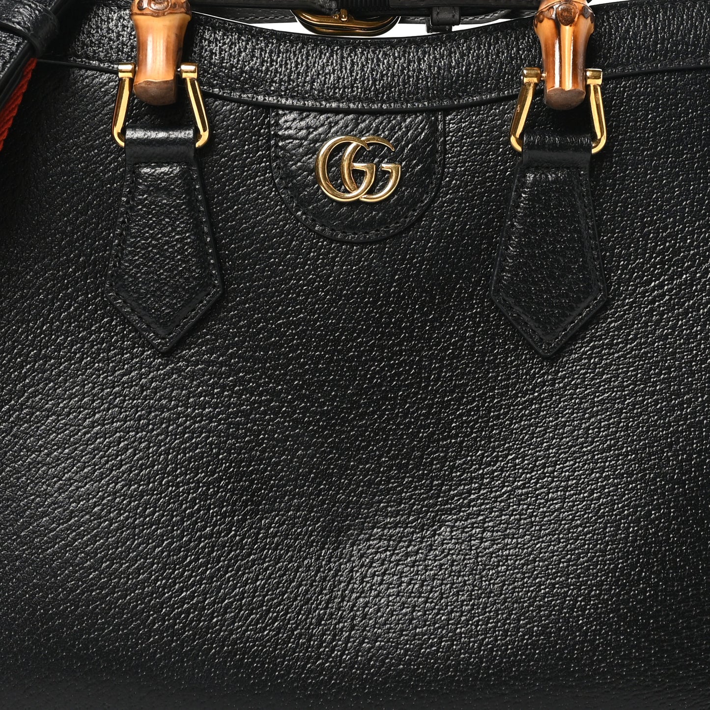 Textured Dollar Calfskin Web Small Diana Tote Bag Black Dusty Grey