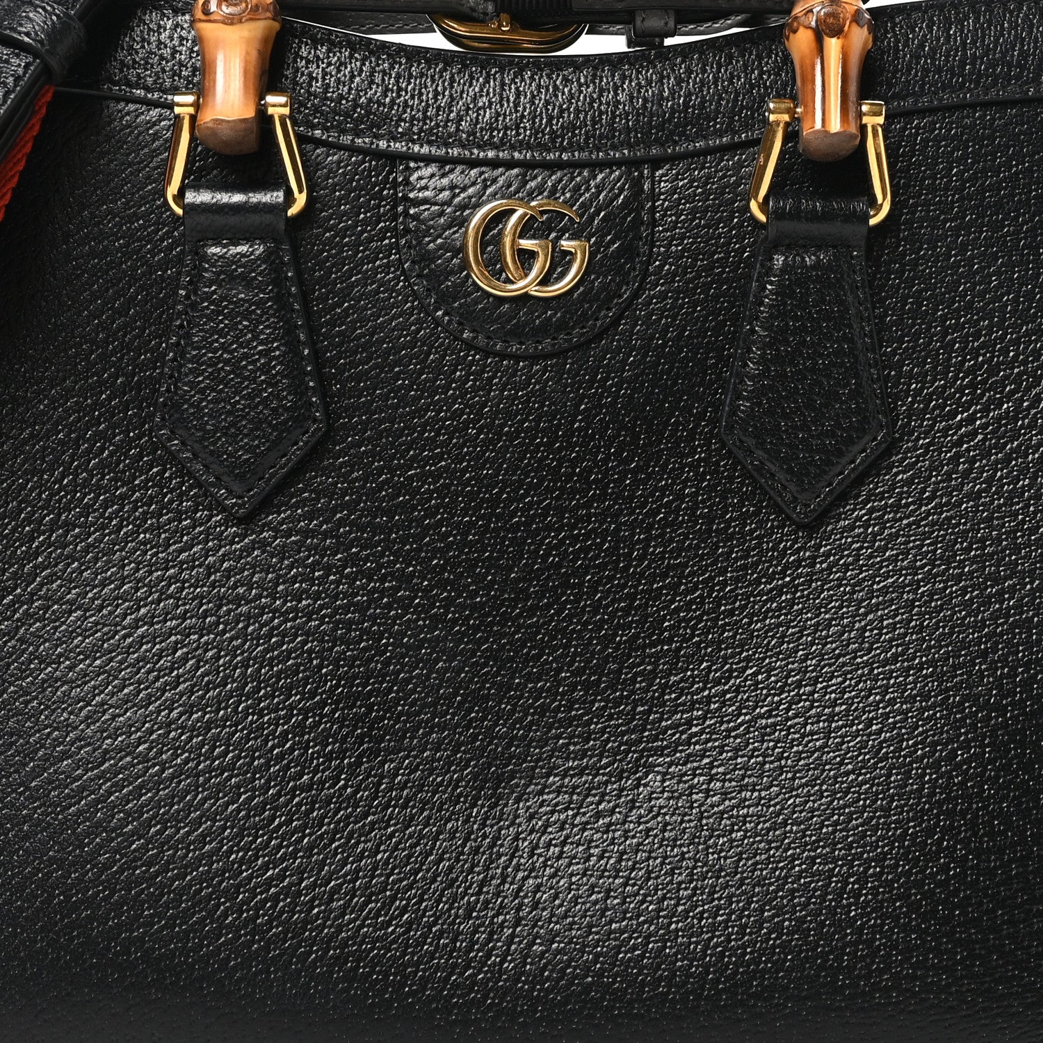 Gucci Textured Dollar Calfskin Web Small Diana Tote Bag Black Dusty Grey 8 of 11