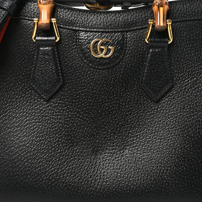 Gucci Textured Dollar Calfskin Web Small Diana Tote Bag Black Dusty Grey 8 of 11