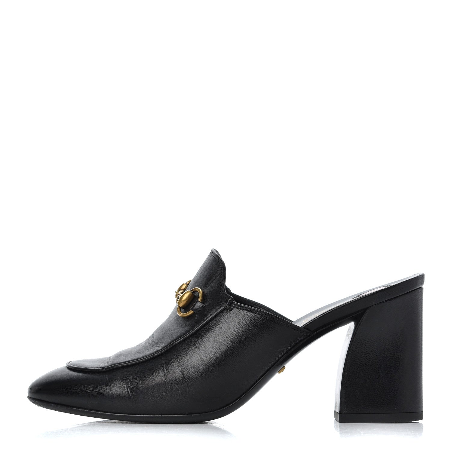 Gucci Malaga Kid Horsebit Princetown Mid Heel Mules 36.5 Black 1 of 21