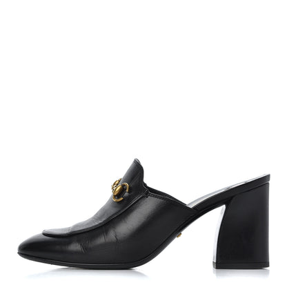 Gucci Malaga Kid Horsebit Princetown Mid Heel Mules 36.5 Black 1 of 21