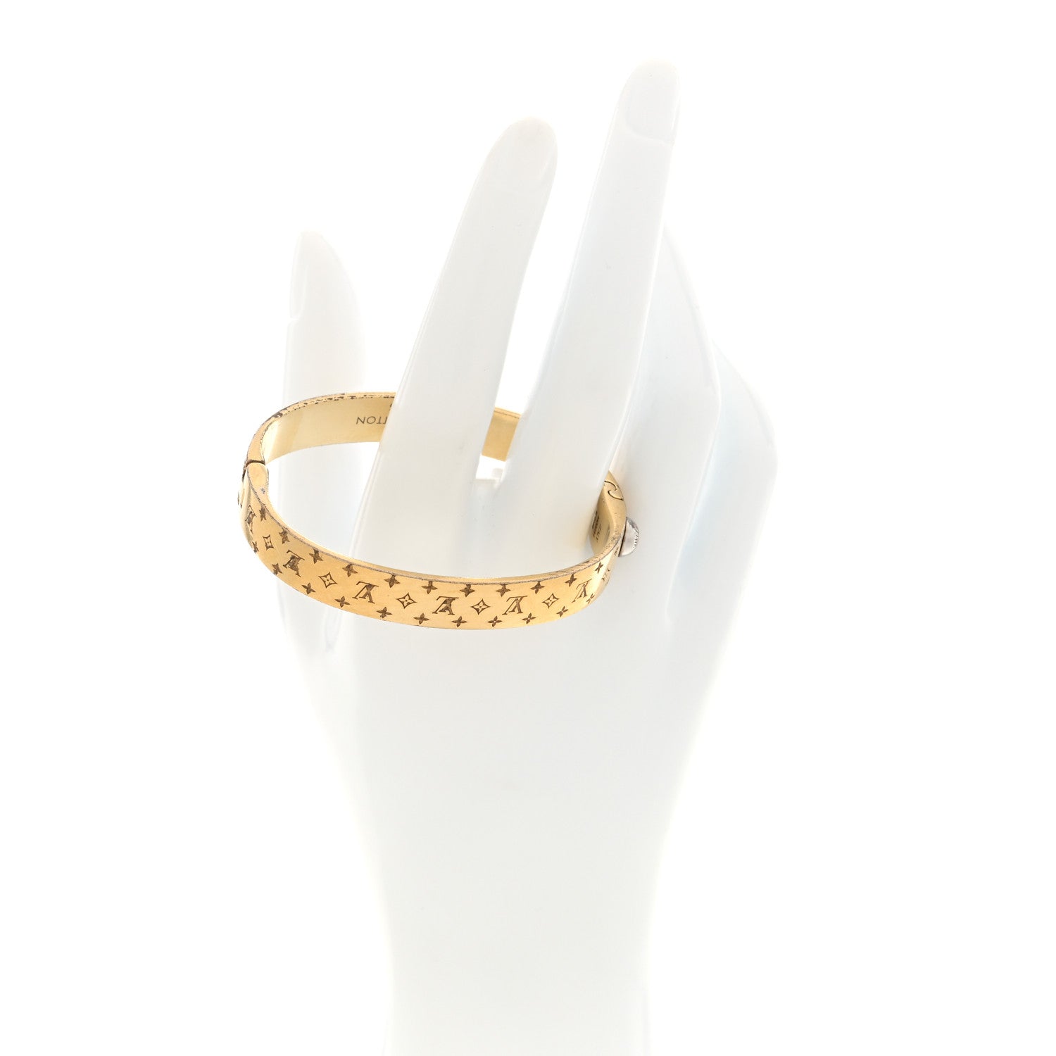 Louis Vuitton Brass Monogram Nanogram Cuff S Gold 2 of 4
