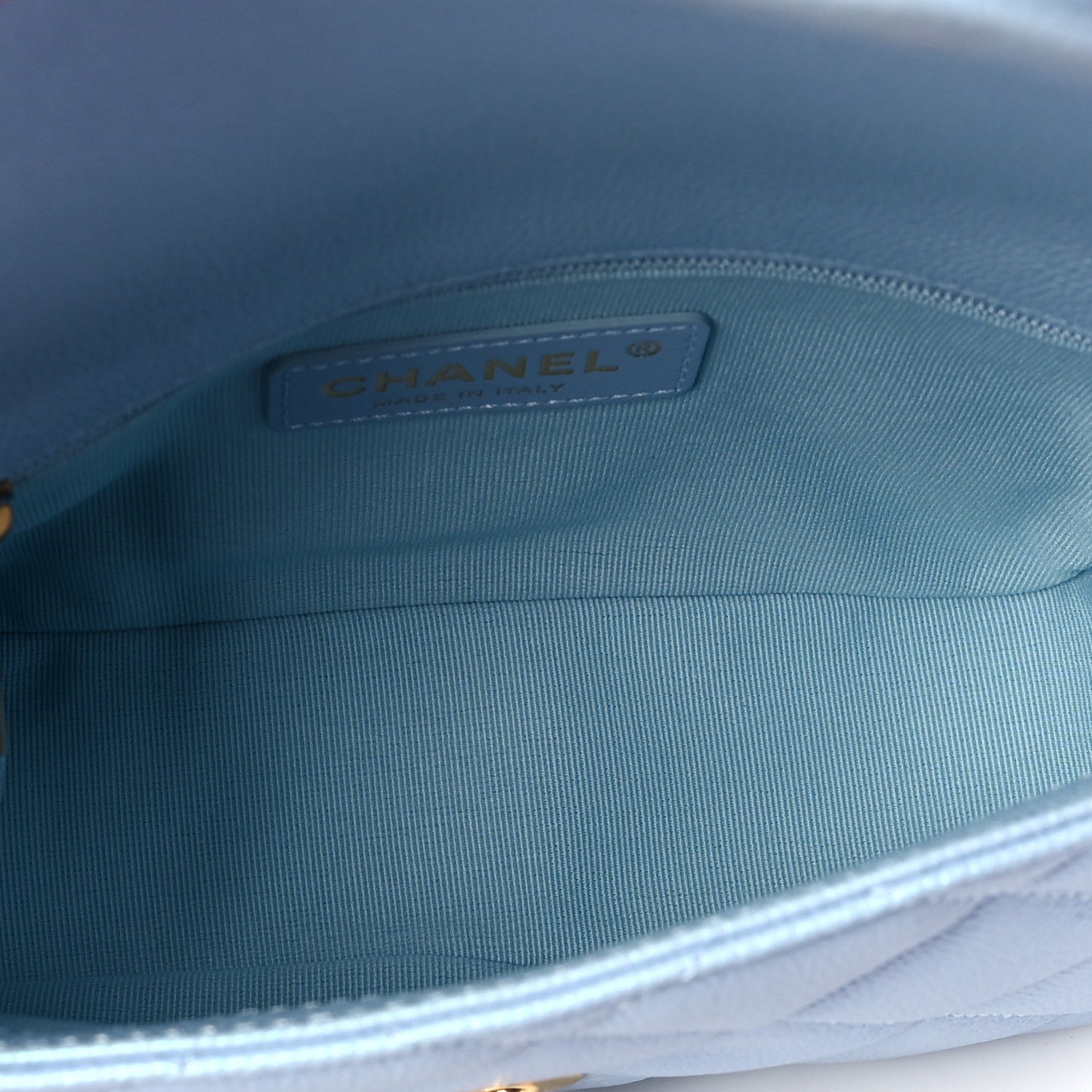 Iridescent Caviar Quilted Mini My Perfect Flap Light Blue
