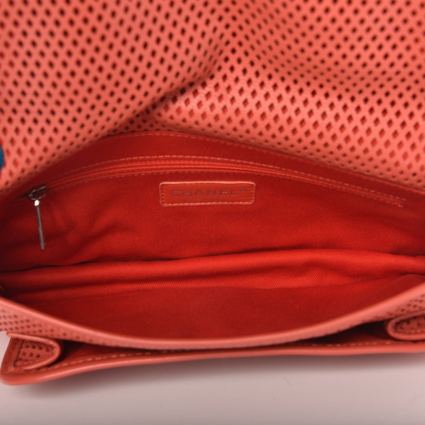 Perforated Calfskin Up In The Air Flap Red