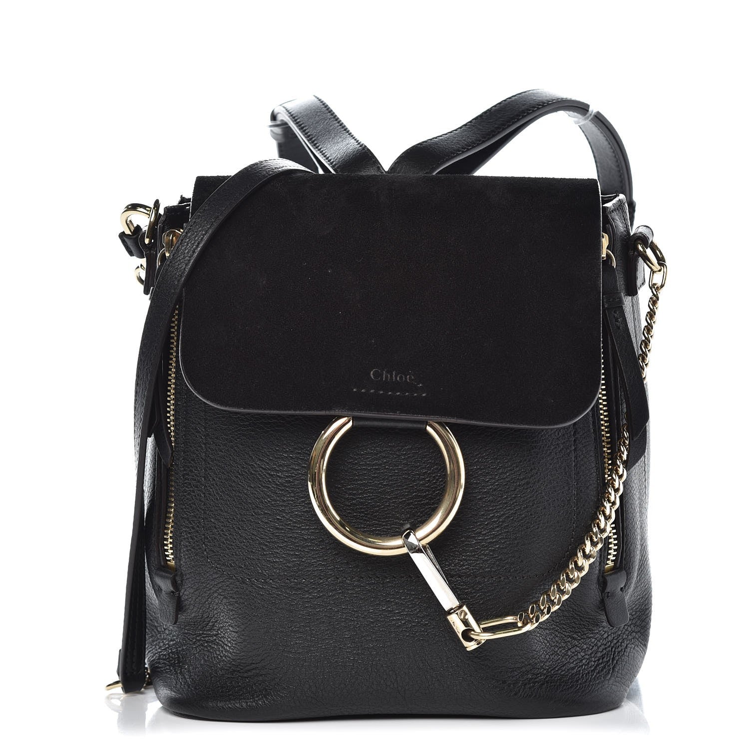 Chloe Suede Calfskin Small Faye Backpack Black 1 of 8