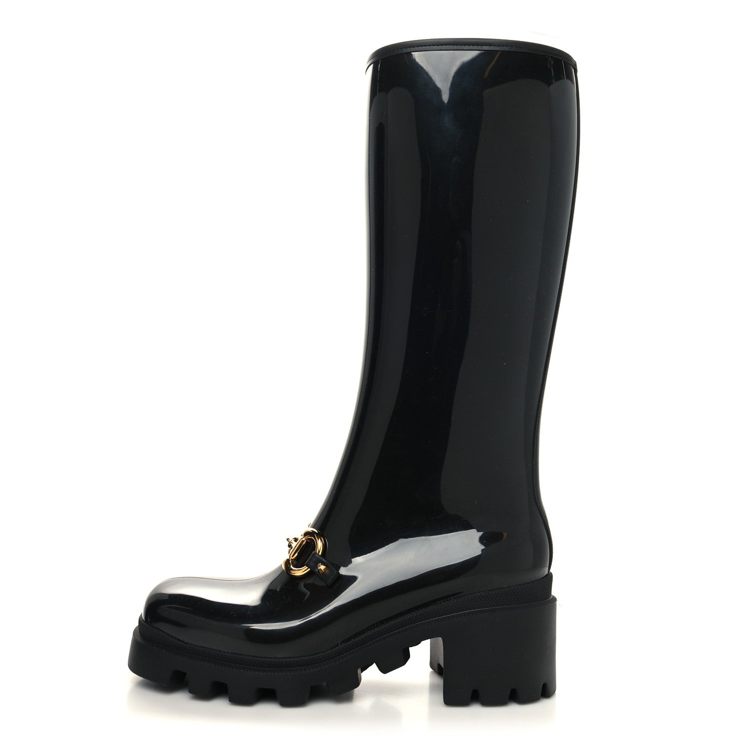 Gucci Rubber Horsebit Knee High Boots 41 Black 1 of 7