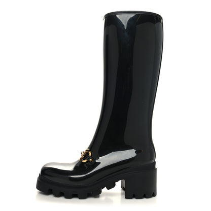 Gucci Rubber Horsebit Knee High Boots 41 Black 1 of 7