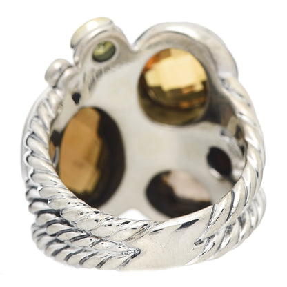 David Yurman Sterling Silver 18K Yellow Gold Diamond Peridot Garnet Citrine Quartz Mosaic Ring 54 6.75 4 of 5