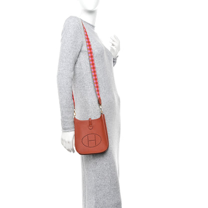 Hermes Taurillon Clemence Maxi Quadrille Evelyne TPM Cuivre Capucine Parme Rouge Duchess 2 of 10