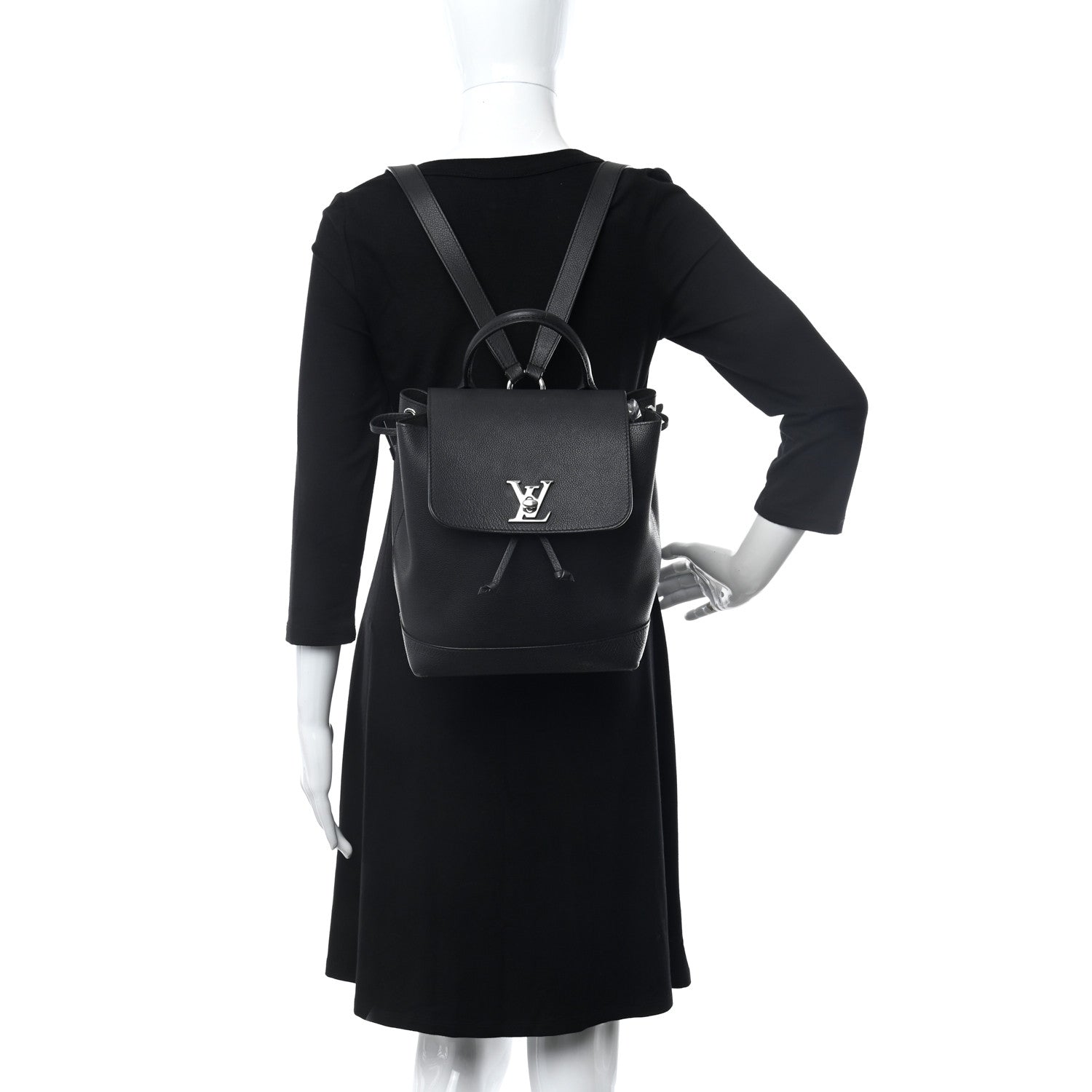 Louis Vuitton Calfskin Lockme Backpack Black 2 of 8