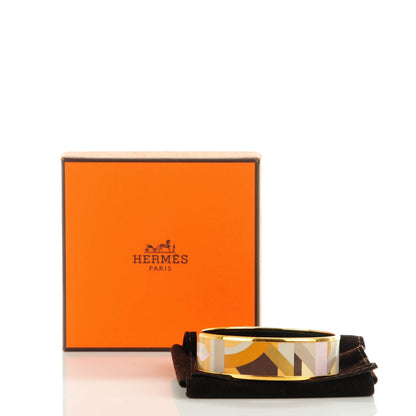 Hermes Enamel Printed Perspective Cavaliere Wide Bracelet 62 Caramel 5 of 5