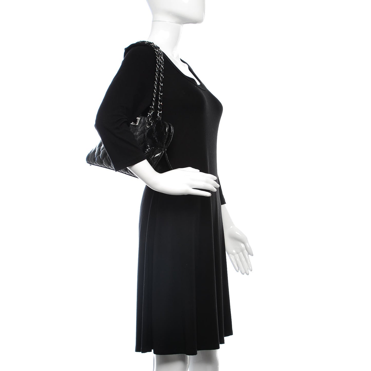 Glazed Crackled Calfskin Small Reissue Tote Black