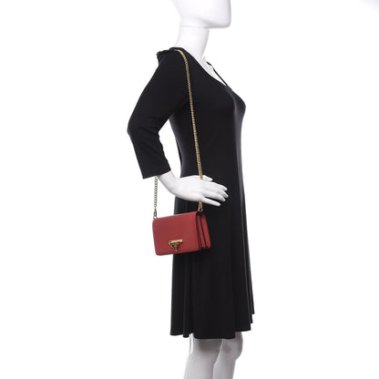 Prada Saffiano Chain Crossbody Bag Fuoco 2 of 8