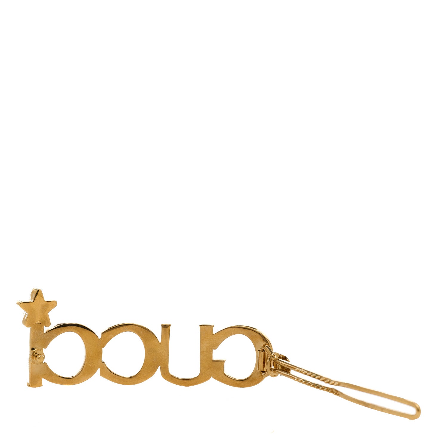 Gucci Metal Crystal Logo Hair Barrette Gold 3 of 4