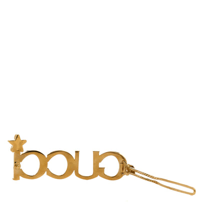 Gucci Metal Crystal Logo Hair Barrette Gold 3 of 4