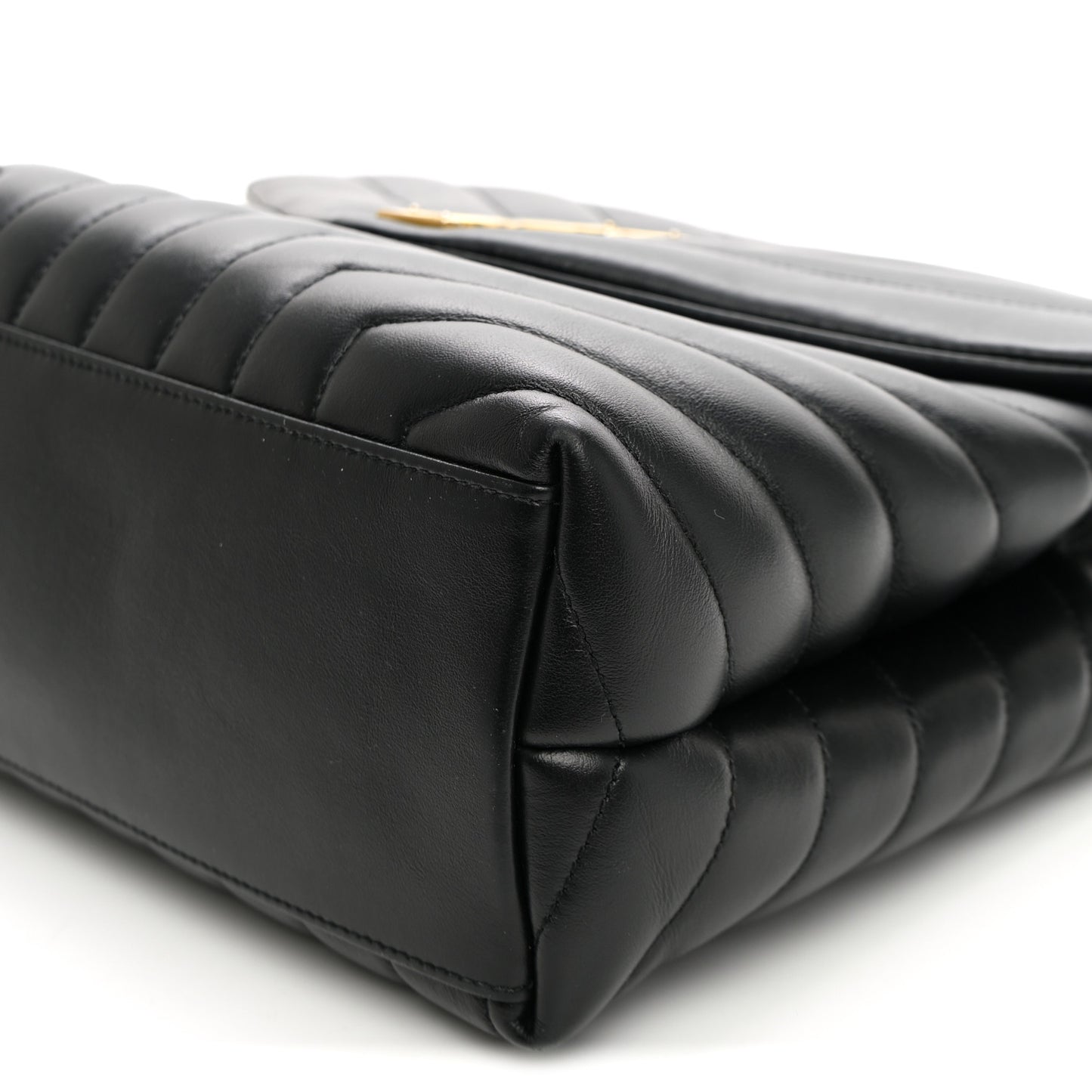 Calfskin Y Quilted Monogram Medium Loulou Chain Satchel Black