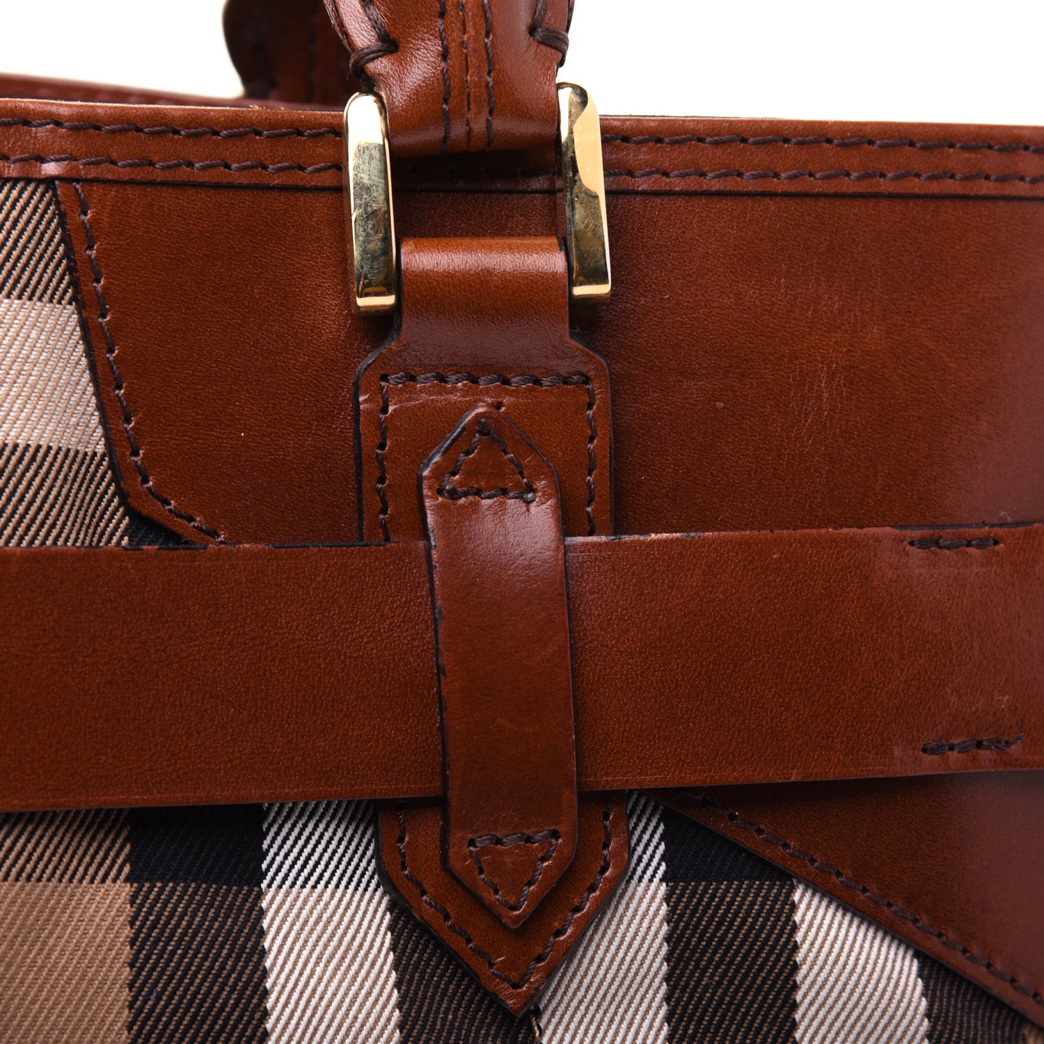 Burberry House Check Bridle Calfskin Medium Lynher Tote Dark Tan 21 of 30