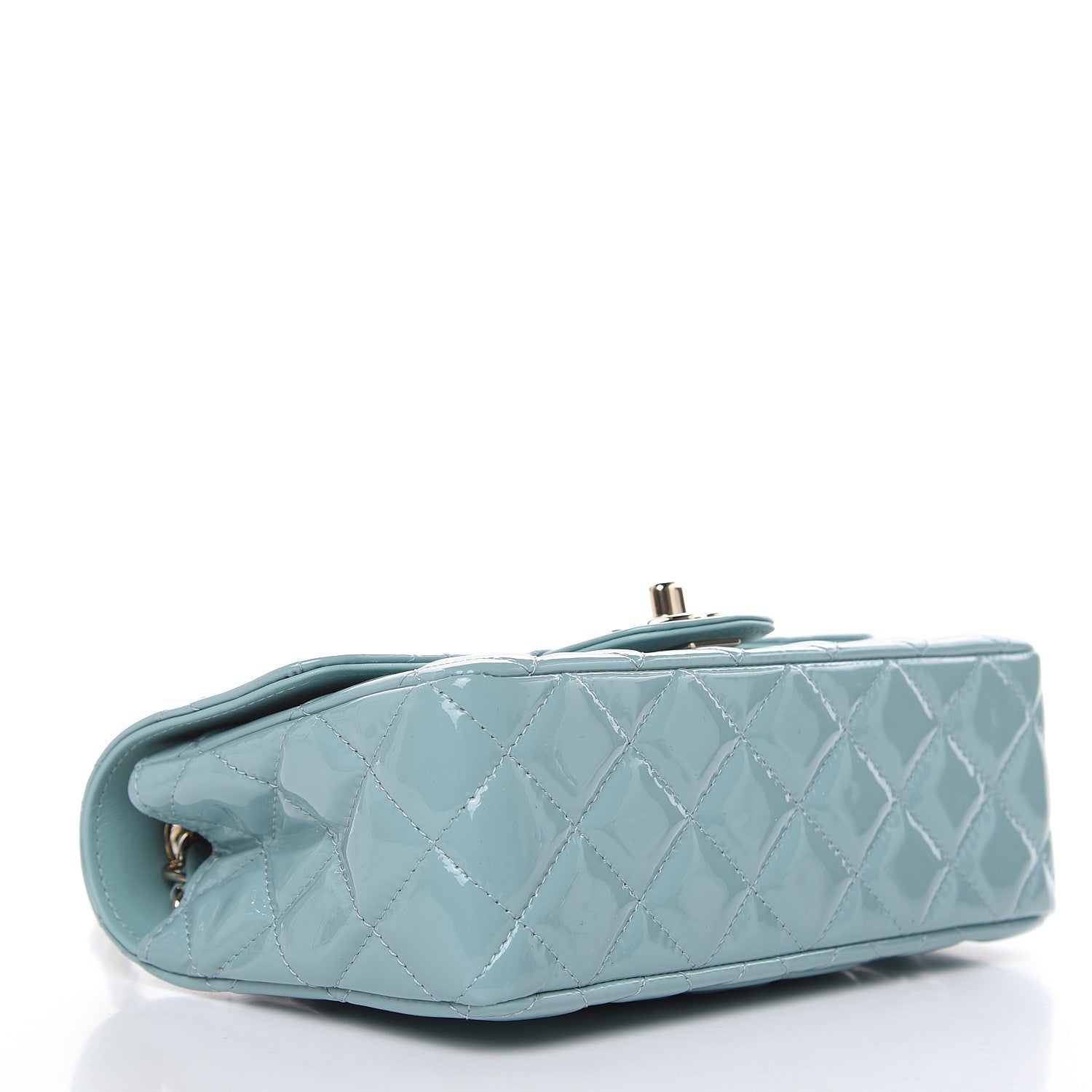 Chanel Patent Calfskin Quilted Mini Rectangular Flap Light Blue 4 of 10