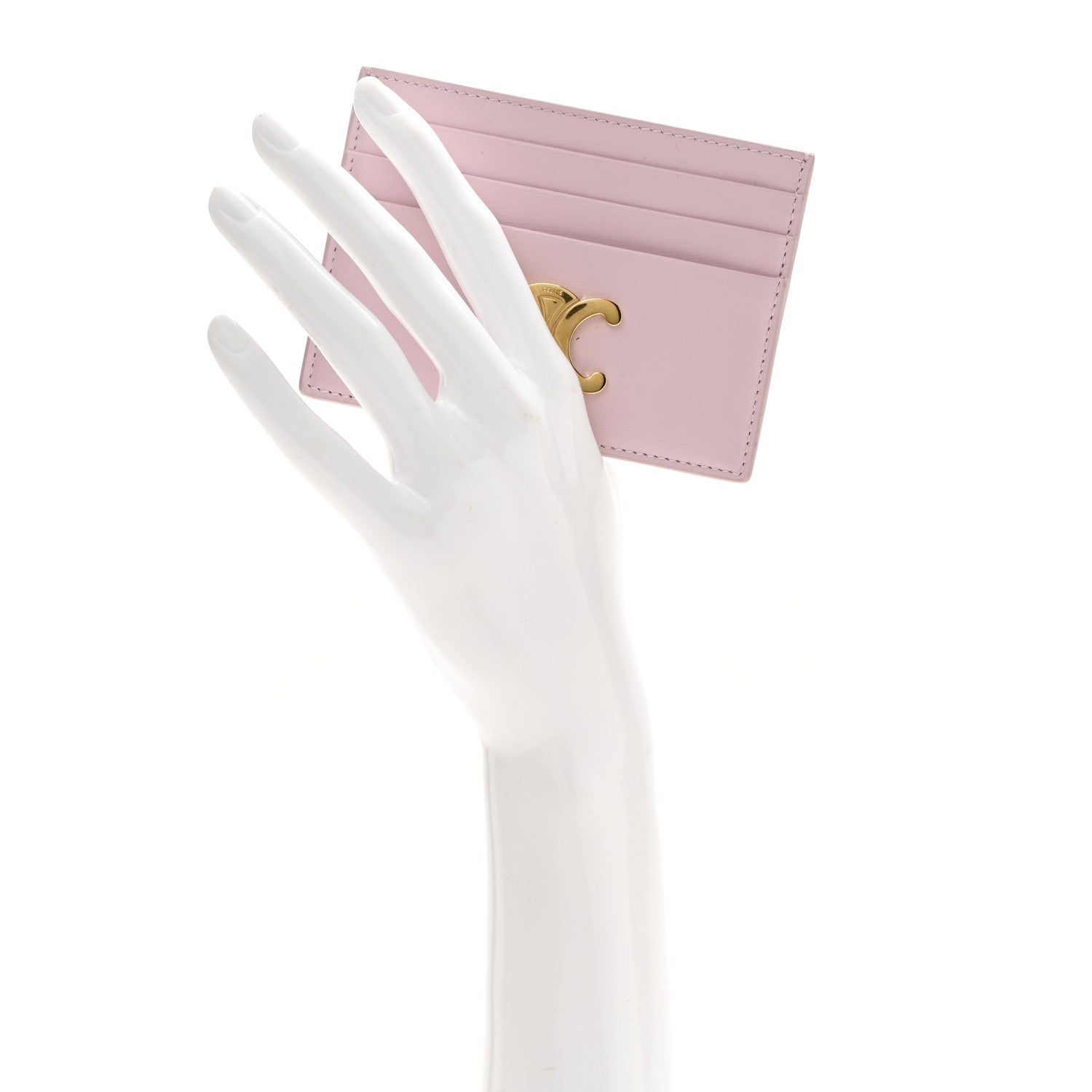 Celine Shiny Calfskin Triomphe Card Holder Petal 1787126
