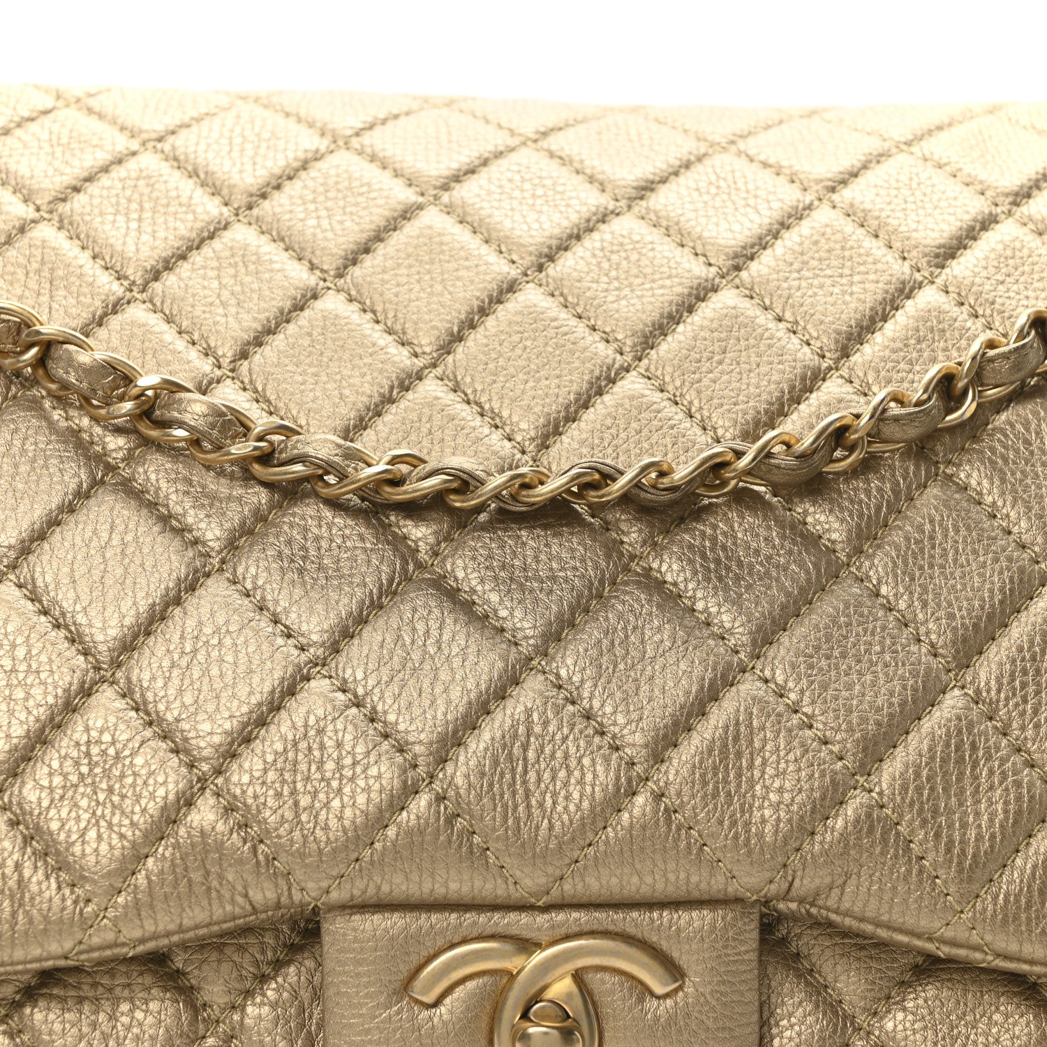 Chanel Metallic Calfskin Quilted Small XXL Travel Flap Bag Gold 8 of 10