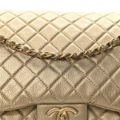 Chanel Metallic Calfskin Quilted Small XXL Travel Flap Bag Gold 8 of 10