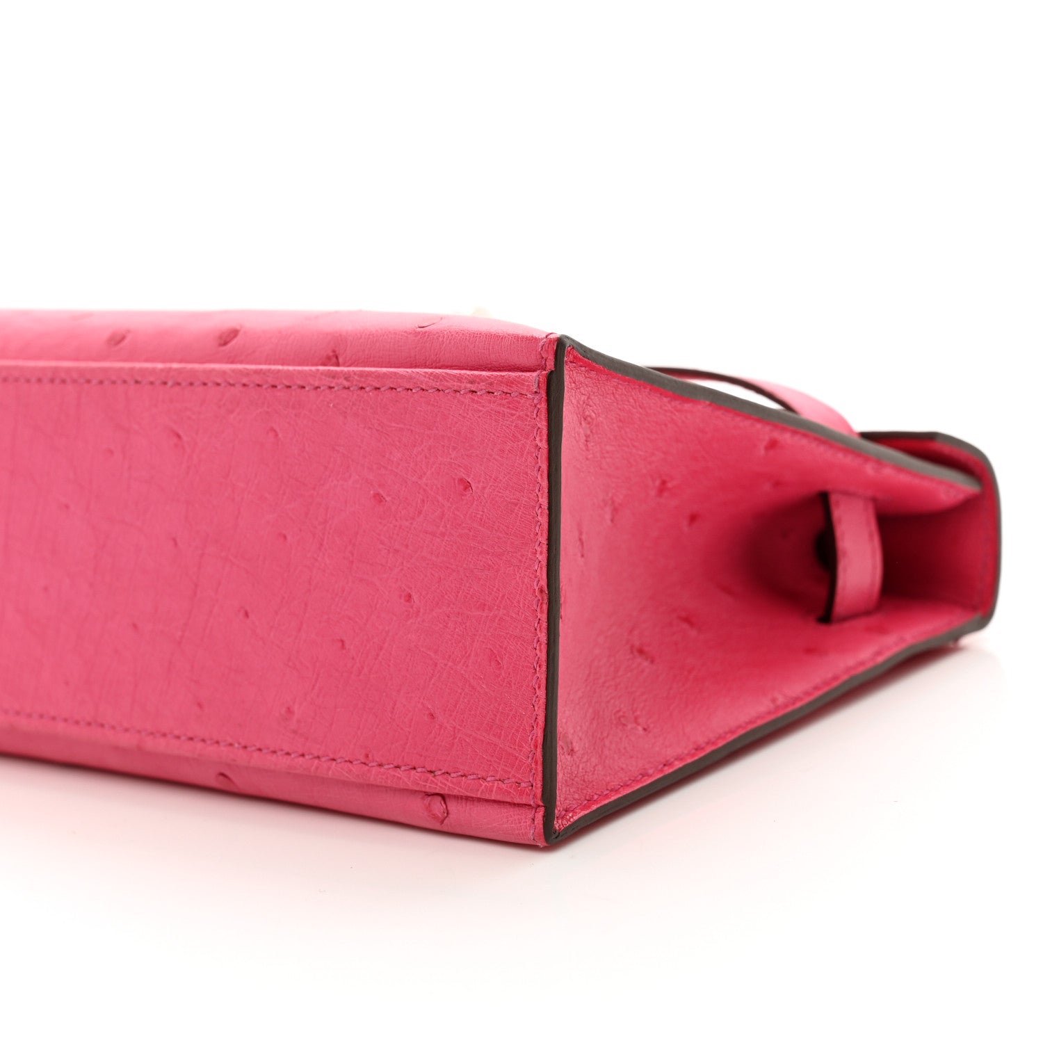 Hermes Ostrich Kelly Pochette Clutch Rose Tyrien 9 of 13