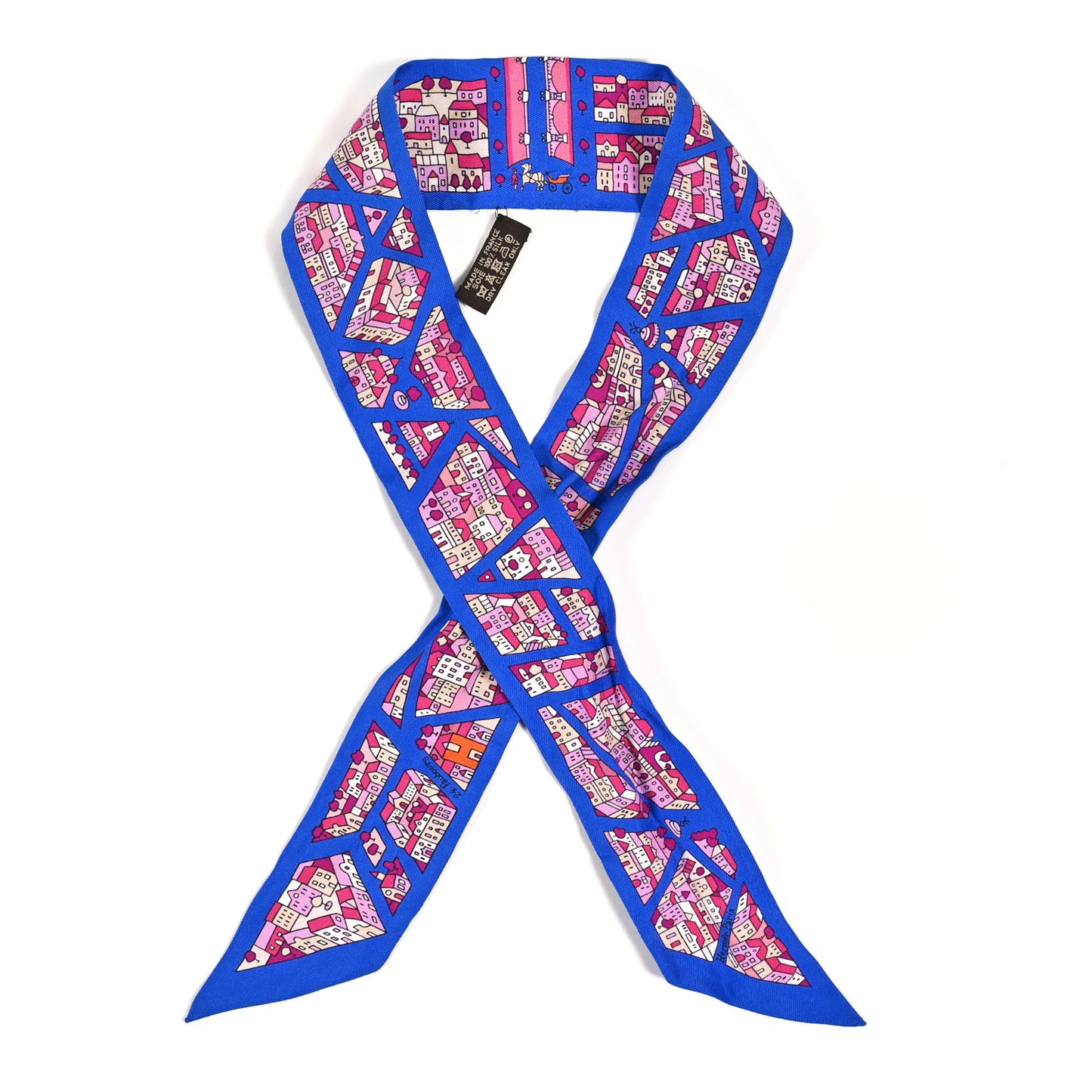 Bleu Rive Droite Rive Gauche Printed Silk Twilly