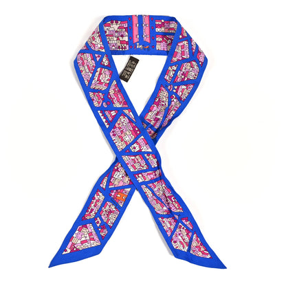 Hermes Bleu Rive Droite Rive Gauche Printed Silk Twilly 1 of 3